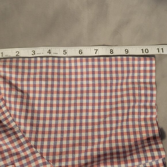 Tailor Vintage Men's XL Cotton Short Sleeve Check Button-Down Shirt Pink Purple - Picture 5 of 7